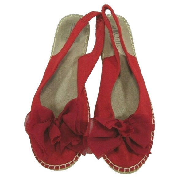 Cliffs By White Mountain Cheerful Espadrille Sandals with Bow Sling back Size 8M - Picture 1 of 8